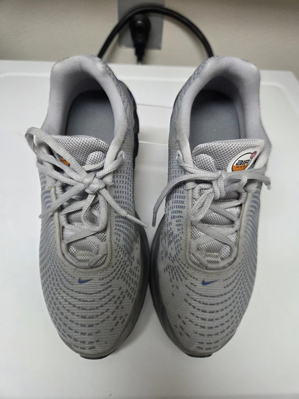 Nike Grey Mesh Running Sneakers with Blue Accents
